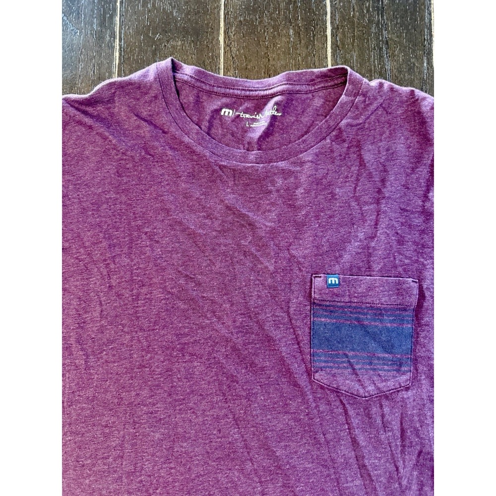 TravisMathew Henley Shirt Mens Large Purple Pima Cotton Long Sleeve Pocket Tee